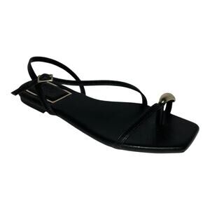 INC Women's Zinaa Toe Ring Flat Sandals Black Size 6 1/2 M